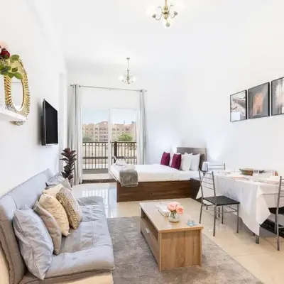 Lower floor studio with a sofa bed in JVC - Allsopp&Allsopp