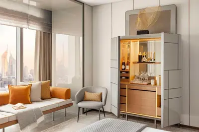 a living room with a couch and a chair at One&Only One Za'abeel in Dubai