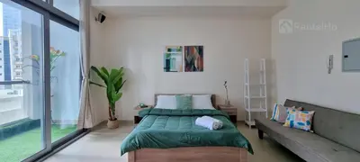a bedroom with a bed and a large window at 50% OFF Summer Offert, Nice w/ Balcony & Pool View in Dubai