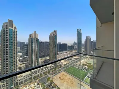a view of a city skyline from a building at Silkhaus in Burj Royale, stunning 1BR in Downtown premium tower in Dubai