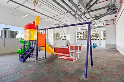 a play area with a playground in a building at Silkhaus Modern Studio with New Furniture in Dubai