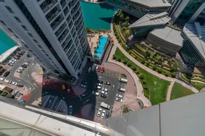 an aerial view of a city with tall buildings at Summer Deal! Stylish 1 BR in Jumeirah Lake Towers in Dubai