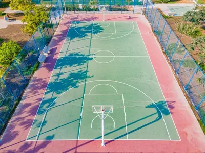 an overhead view of a basketball court at Mira Holiday Homes - Beautiful Studio in Living Legends in Dubai