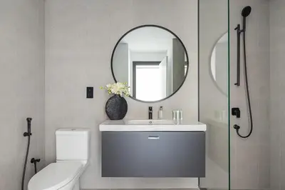 a bathroom with a sink and a mirror at Frank Porter - 15 Northside Tower 1 in Dubai