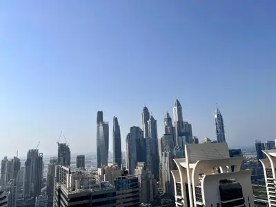 a view of a city skyline with tall buildings at Cosmos Living Spacious with Balcony GCV1 in Dubai