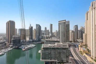a view of a city with a river and buildings at Silkhaus in Bay Central Near Metro in Dubai