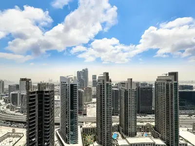 a view of a city with tall buildings at Trophy - Downtown Skyview Residence in 35th floor in Dubai