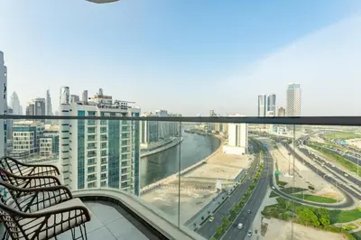 a view of a city from the top of a building at FAM Living - Bayz Tower by Danube - Business Bay in Dubai