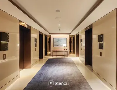 a hallway of a building with a carpet at Address Opera - Lux 3 BR with Full Burj Khalifa View near Dubai Mall in Dubai