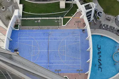 an overhead view of a basketball court at DIFC Luxurious Spacious 1-Bed Apt in a Prime Location in Dubai