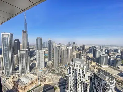 an aerial view of a city with tall buildings at StoneTree - Furnished 2BR with Luxurious Style in Dubai