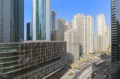 a view of a large city with tall buildings at StoneTree - Furnished 1 BR in Bay Central in Dubai