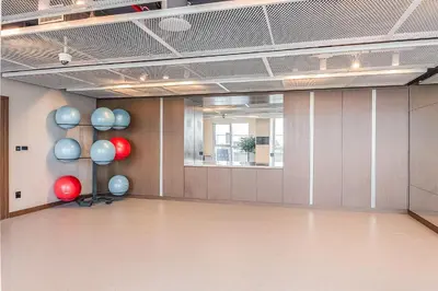 an empty room with balloons and a window at Palm View Paradise 3 bed apartment w private beach in Dubai