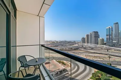 a view of a city skyline from a building at StoneTree - Chic & Modern 1BR in Dubai