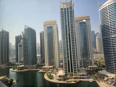 a city with tall buildings and a body of water at Lakeshore Towers, Cluster Y , JLT, 1BHK in Dubai