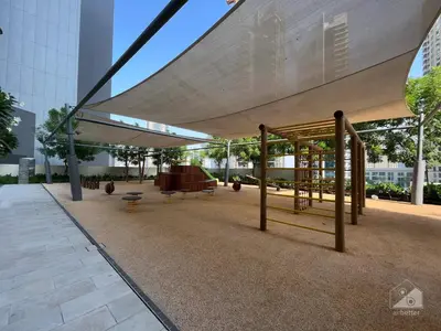 a pavilion with awning and benches in a building at Luxury Burj Royale Burj Khalifa & Fountain view in Dubai