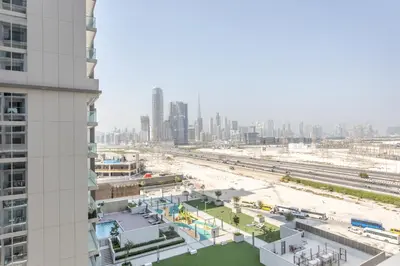 a view of a city from a building at STAY BY LATINEM Luxury 2BR Holiday Home CV A814 near Burj Khalifa in Dubai
