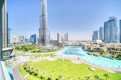 a view of the city from a skyscraper at Burj Residence 1, Downtown Dubai - Mint Stay in Dubai