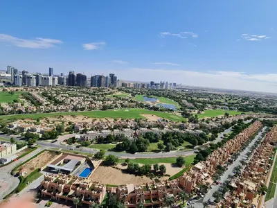 an aerial view of the city of dubai at Studio in Dubai