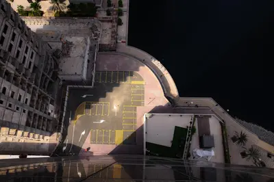 an aerial view of a building at night at Jumeriah Lake Tower(JLT)- (MAG214)(2) in Dubai