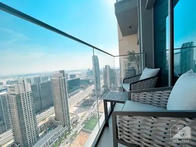 an apartment balcony with a view of the city at Burj Royale Luxury 1B Balcony & City View Downtown in Dubai