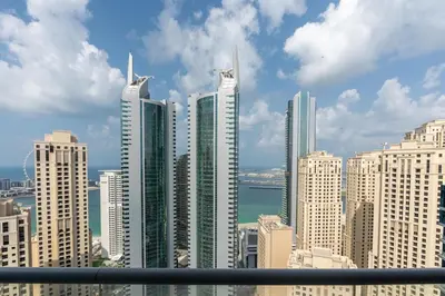 a view of a large city with tall buildings at Perfect 2BD apartment in the heart of Marina - top spot in Dubai