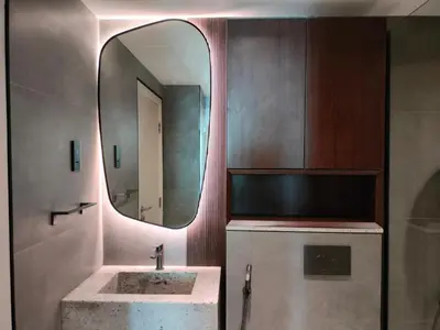 a bathroom with a sink and a mirror at Modern-Chic 1BR in The Greens - Central Dubai in Dubai
