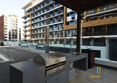 a building with a sink in front of a building at Azizi Riviera 7 - Meydan City, Dubai in Dubai