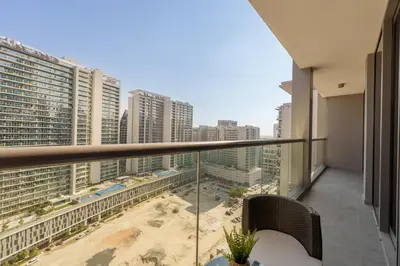 a balcony with a view of a city at Business Bay Exquisite Living Experience-Suiteable in Dubai