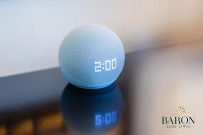 a blue ball sitting on top of a table at The Stylish in Dubai