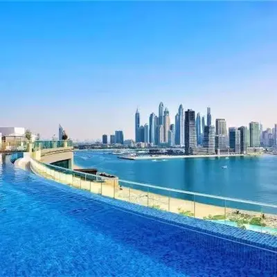 Modern 1BR Seven Palm Private Beach Infinity Pool