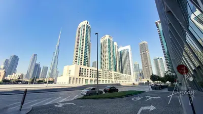 a view of a city with tall buildings at Voguish studio! Walk to Burj Khalifasleeps 3! in Dubai