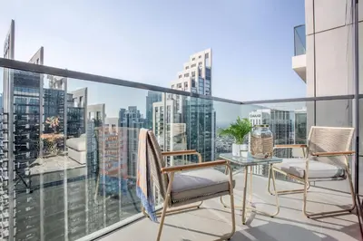 a balcony with a view of the city at Frank Porter - Act One Act Two T1 in Dubai