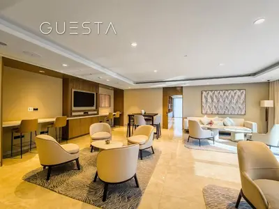a lobby of a hotel with a waiting room at Act One Act Two by Emaar, Downtown Dubai in Dubai