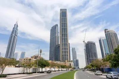 a view of a city with tall buildings at Silkhaus Luxurious 1 BDR Stunning View in Dubai