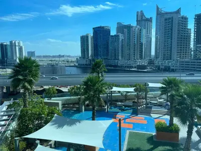 a view of a city skyline with tall buildings at Damac Prive l Canal View l Great Location in Dubai