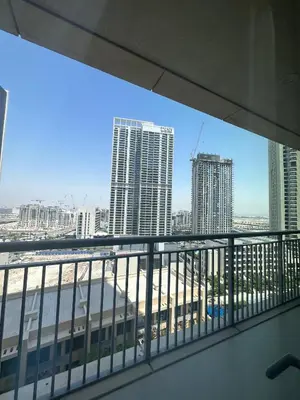 a view of a city skyline from a balcony at Beautiful Flat in Harbor Views in Dubai