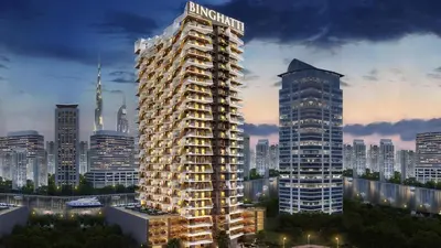 a tall building with a sign on top of it at HAVN - Studio in Business Bay, Burj Khalifa View in Dubai