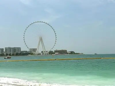 a ferris wheel in the middle of the water at 3Bed Private Beach - Belle vie à La Vie Dubai in Dubai