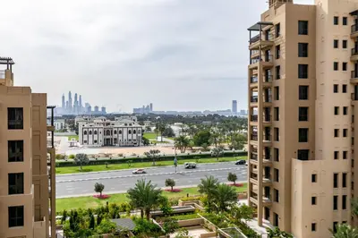 a view of a city from between two buildings at Apartment 1BDR in Madinat Jumeirah I Asayel 3 in Dubai