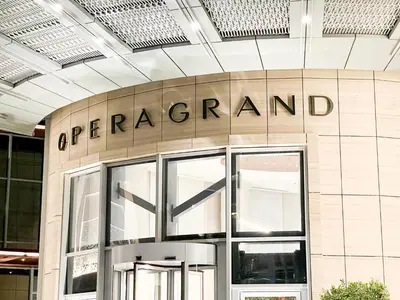a facade of a department store with a sign on it at Downtown Luxury - Stunning Burj Khalifa & Sea View - 5 Minutes Walk to Dubai Mall in Dubai
