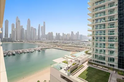 a view of a city with a river and buildings at Silkhaus Sea View 1BDR Luxurious New Tower in Dubai