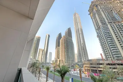 a view of a city skyline with tall buildings at 2 BR in Forte, Close to Dubai Mall with Pool and Gym in Dubai