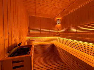 an empty sauna with a light on the inside at Luxury Studio with Unobstructed Burj Khalifa View - 23AB08 in Dubai