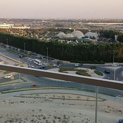 an aerial view of a city with a highway at Jwelz By Danube in Dubai