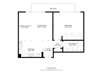 a floor plan of a house at La Vie, JBR - Spacious One Bedroom in Dubai