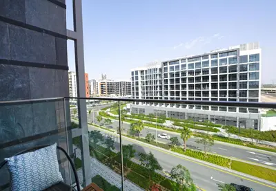 a view of a city street from a building at EasyGo - Azizi Riviera 9 Bright Studio in Dubai