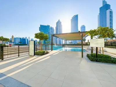 a view of a city skyline from the roof of a building at First Class Stay in Downtown Dubai Near Burj Park by SBH in Dubai