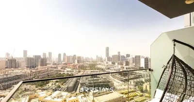 a view of a city from the top of a building at Upgraded 1BR Apartment in Bloom Tower B - JVC in Dubai