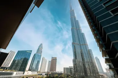 a view of the burj khalifa skyscraper at SmartStay at Address Opera - Unique Burj Khalifa Views - Brand New Luxury Residences in Dubai